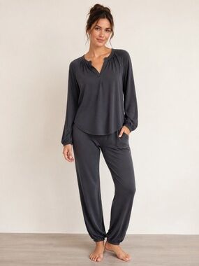 Barefoot Dreams Luxe Milk Jersey Charcoal Long Sleeve Top Size M
